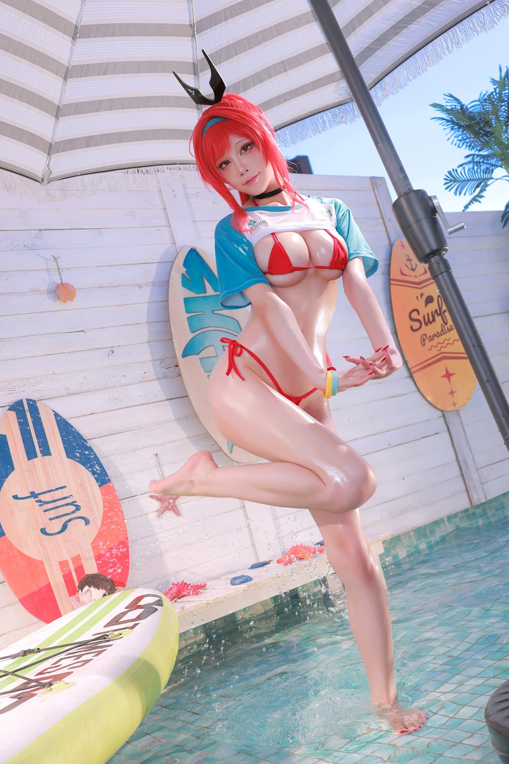 水淼Aqua – 拉毗小红帽泳装 胜利女神 妮姬 - 第 34 张