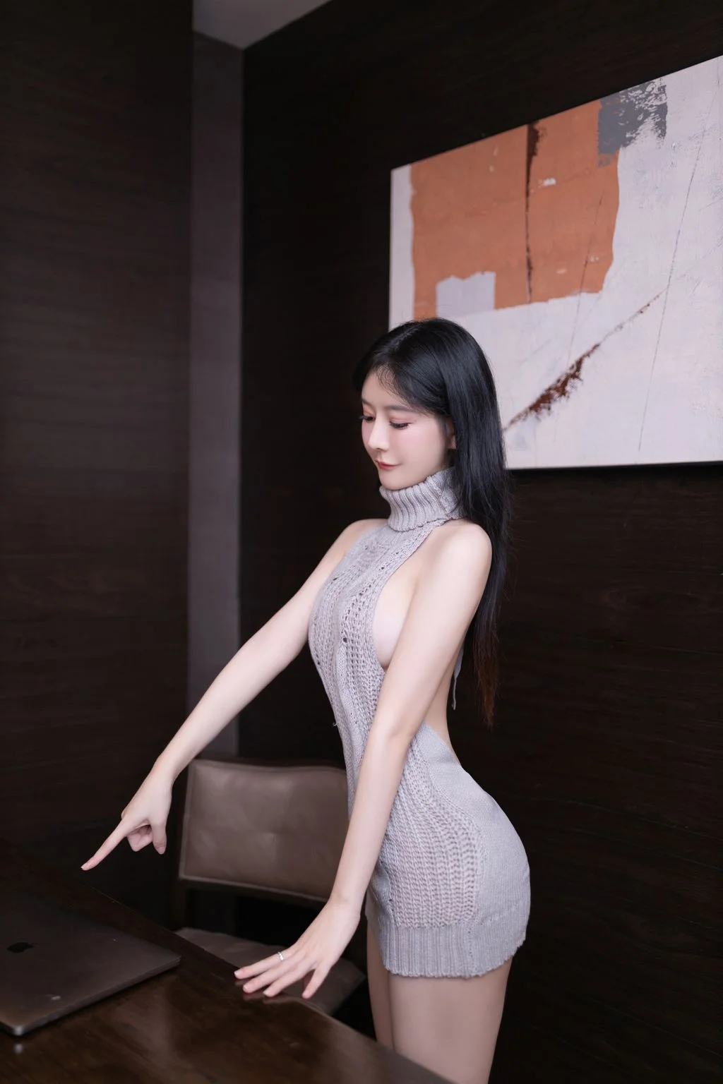 [内购无水印] 谢小蒽 露背毛衣 100P 第87张（谢小蒽）